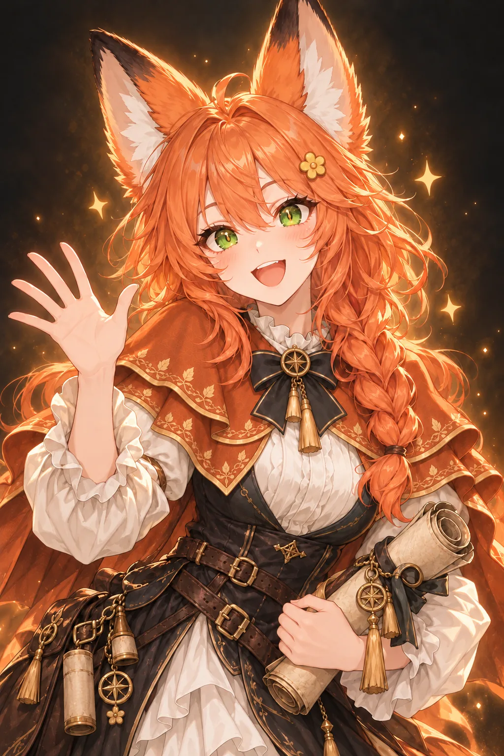 Daradara, the orange-haired maned-wolf-eared Desejo mascot